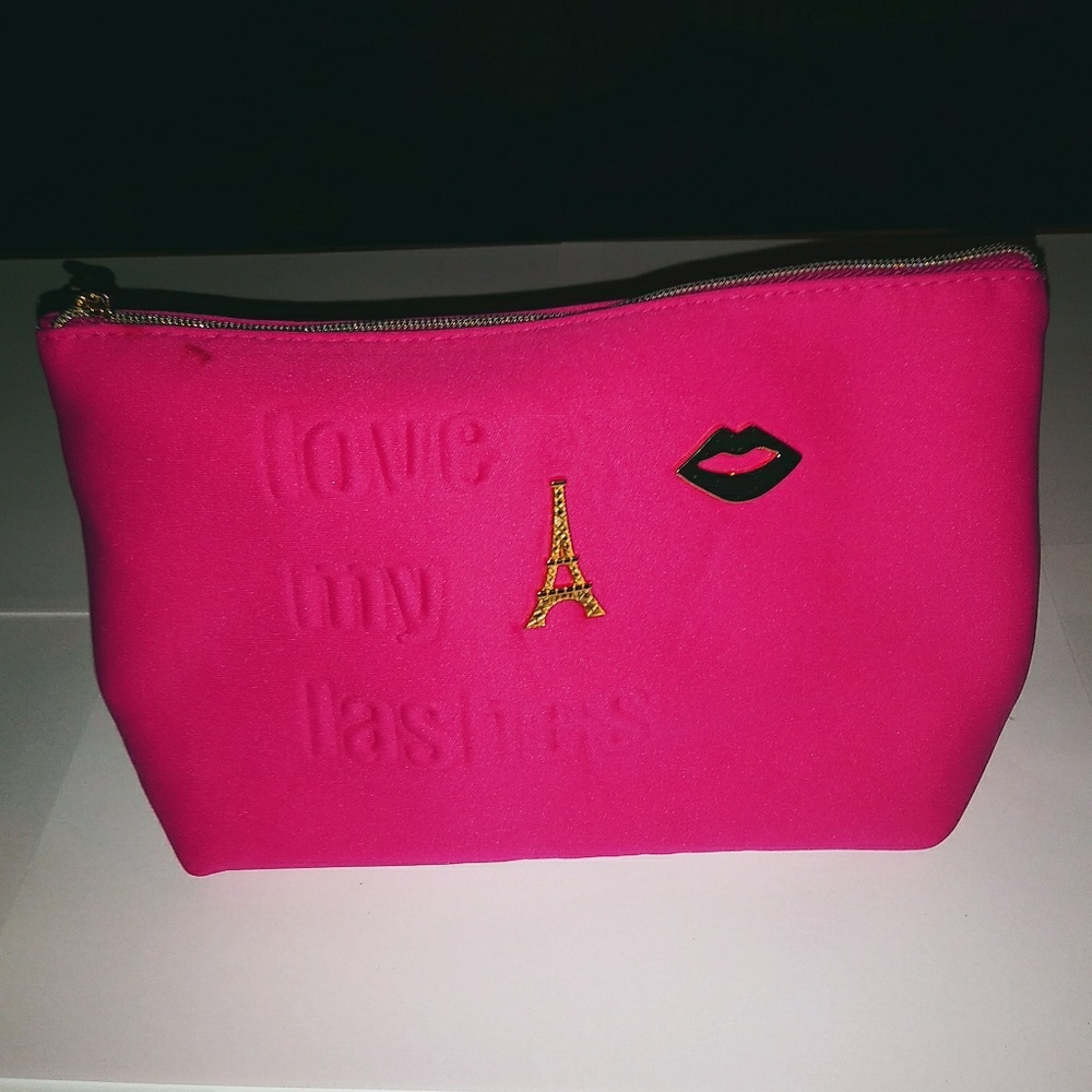 Lancome Love My Lashes pink n gold makeup bag